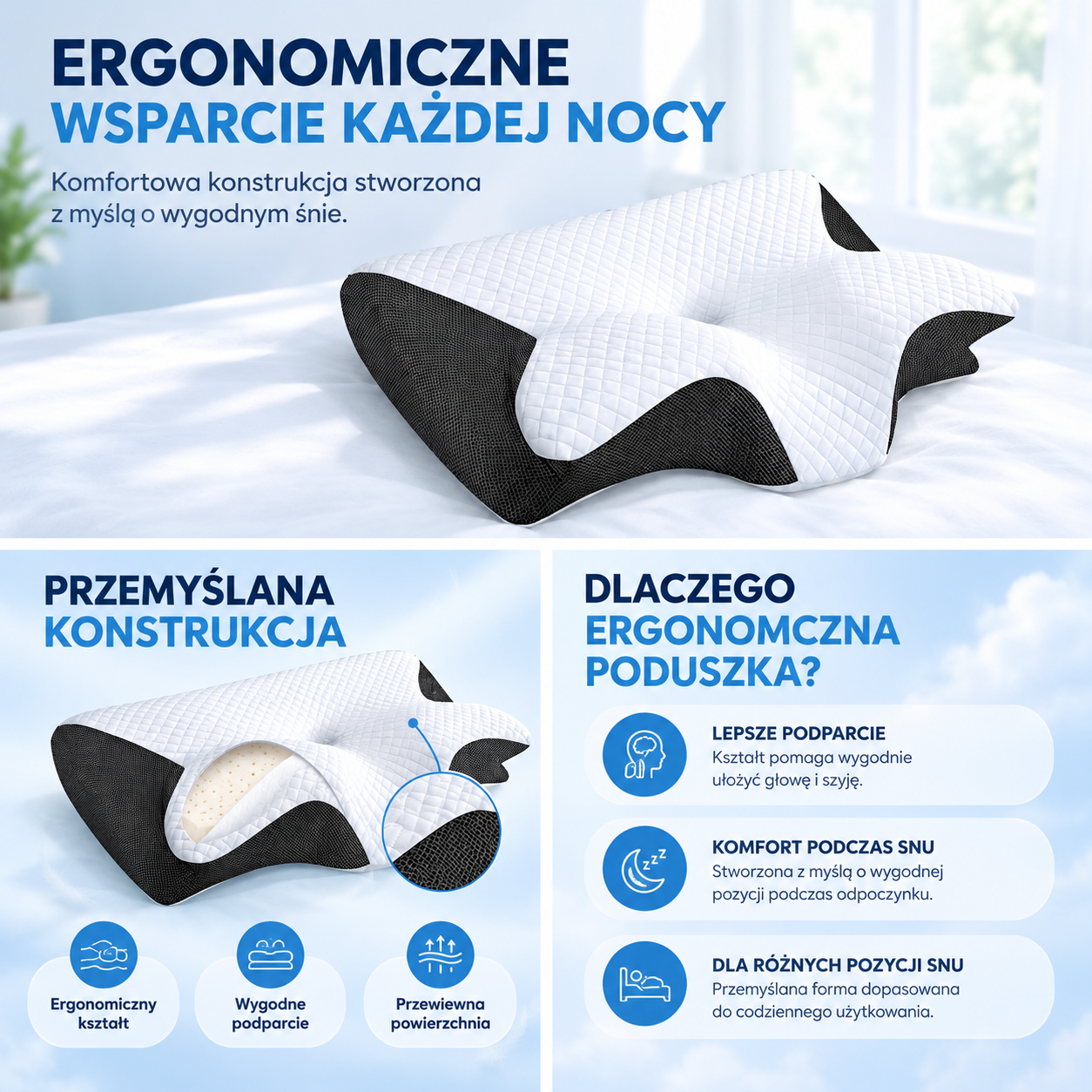 Ovelo NeckRelief — Ortopedyczna Poduszka Motylkowa na Ból Szyi i Karku